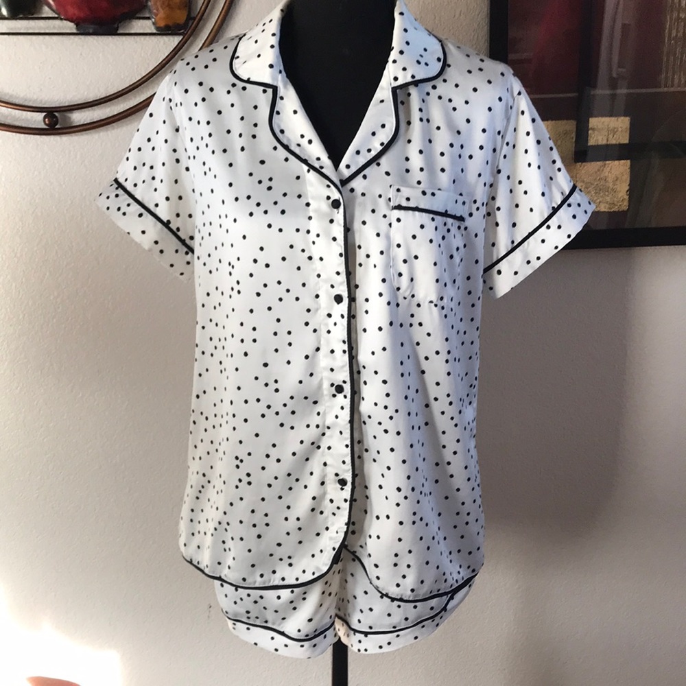 NWOT Fun Polka Dot Satin Top and Shorts Pajama set